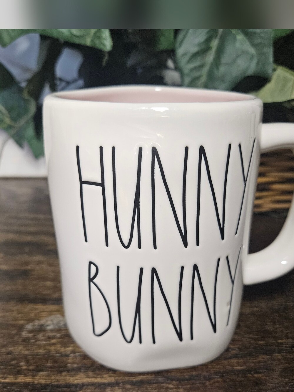 Rae Dunn White Mug with Pink Interior - HUNNY BUNNY